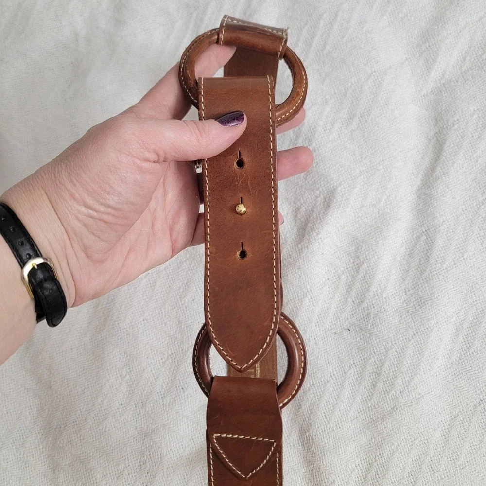 VTG The Limited NWOT Brown Italian Leather Wide‎ Waist Belt Medium O-Ring Boho